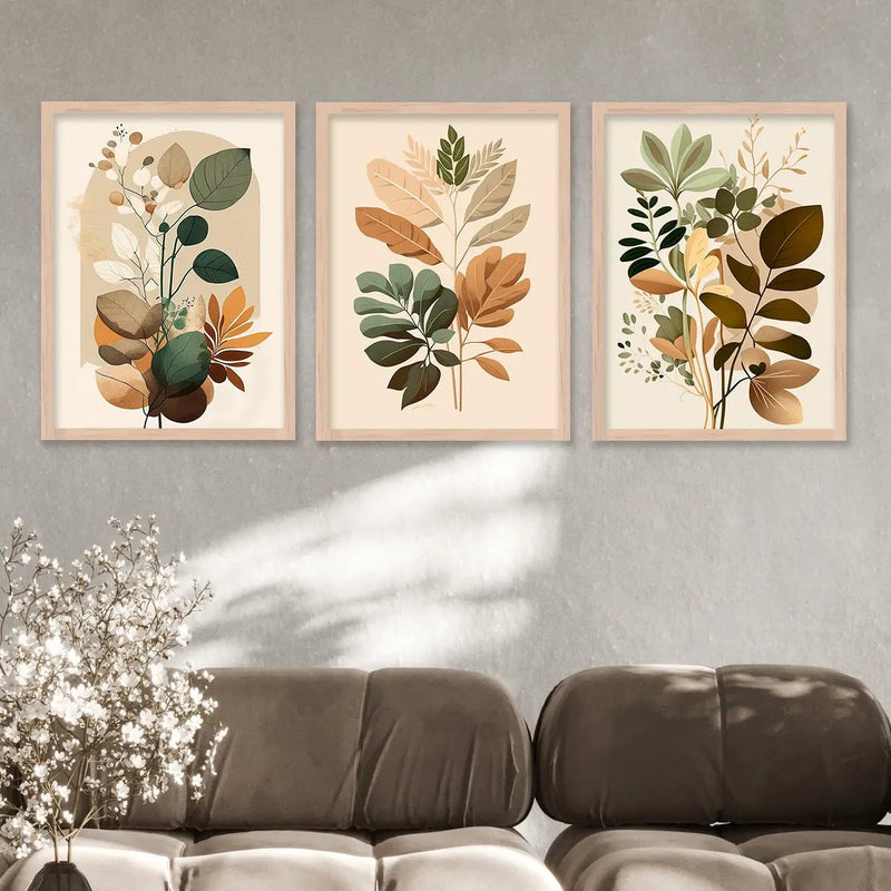 Framed Botanical Elegance - Leaf Paintings for Living Room Bedroom Home and Office Wall Decor-Kotart