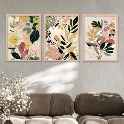 Framed Botanical Elegance - Leaf Paintings for Living Room Bedroom Home and Office Wall Decor-Kotart