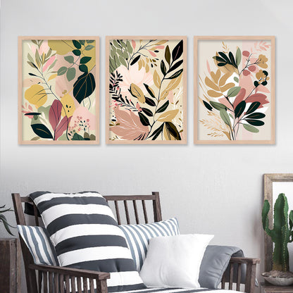 Framed Botanical Elegance - Leaf Paintings for Living Room Bedroom Home and Office Wall Decor-Kotart