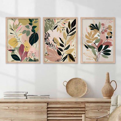 Framed Botanical Elegance - Leaf Paintings for Living Room Bedroom Home and Office Wall Decor-Kotart