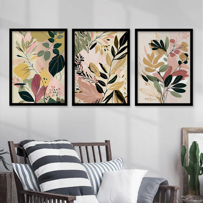 Framed Botanical Elegance - Leaf Paintings for Living Room Bedroom Home and Office Wall Decor-Kotart