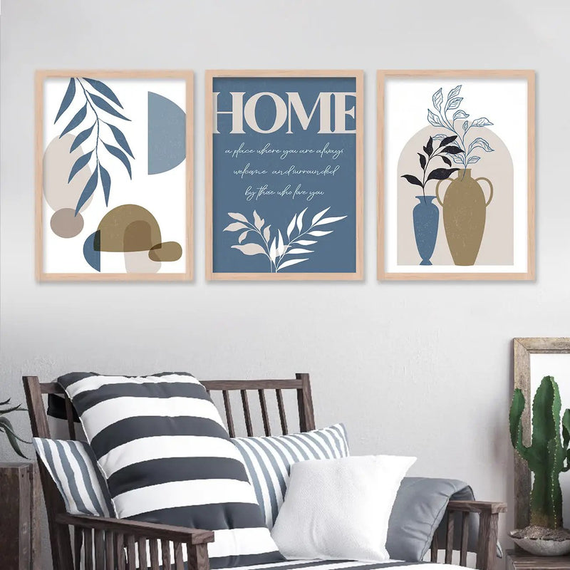 Pastel Blue Color Minimal Art Paintings for Living Room Bedroom Home and Office Wall Decor-Kotart