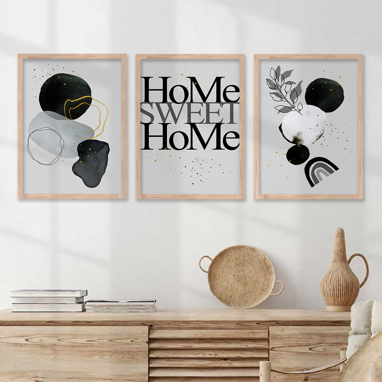 Minimal Art Paintings for Living Room Bedroom - Home Sweet Home Boho Art Combo for Home and Office Wall Decor-Kotart