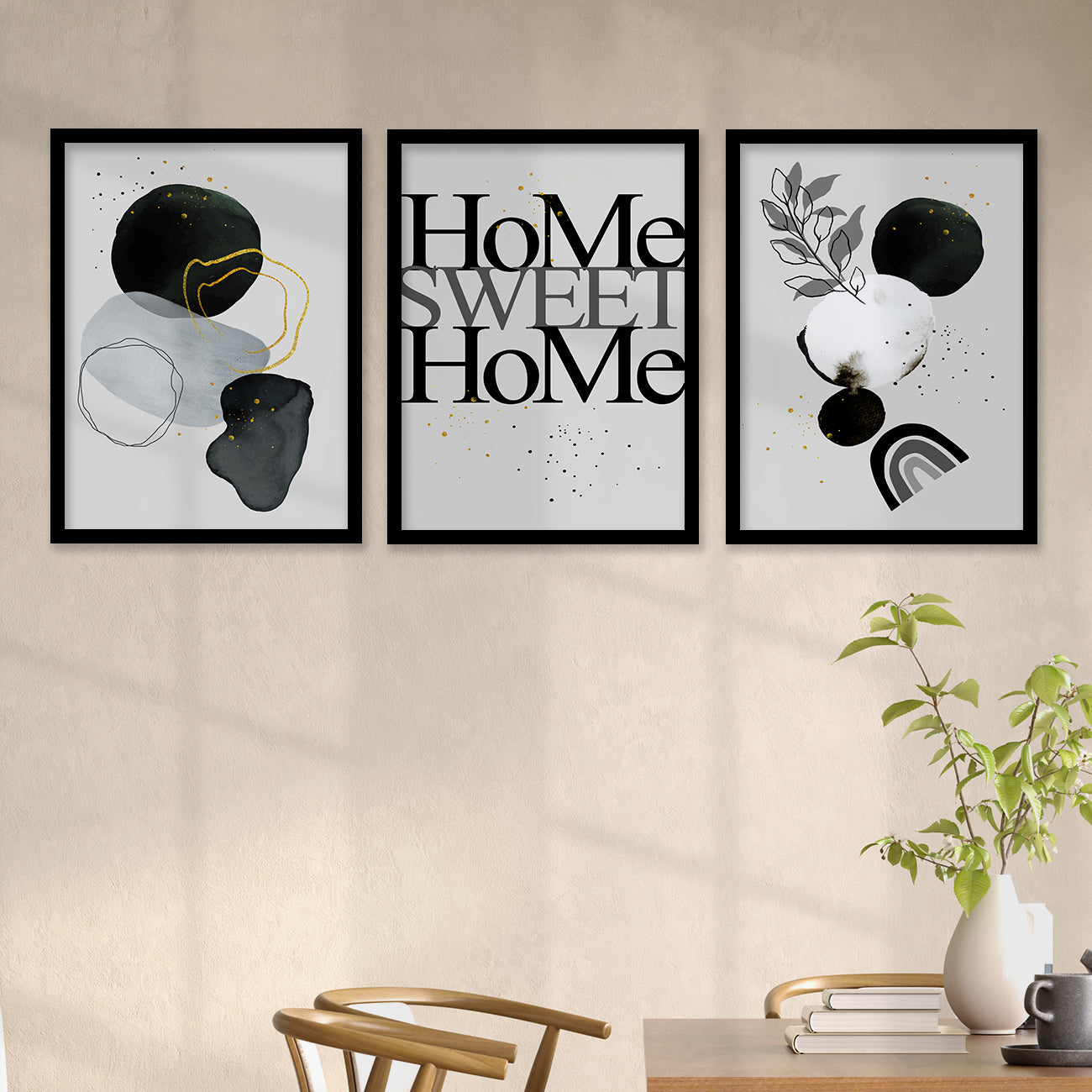 Minimal Art Paintings for Living Room Bedroom - Home Sweet Home Boho Art Combo for Home and Office Wall Decor-Kotart