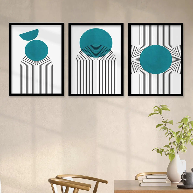 Minimal Art Paintings for Living Room Bedroom - Blue Boho Art Combo for Home and Office Wall Decor-Kotart
