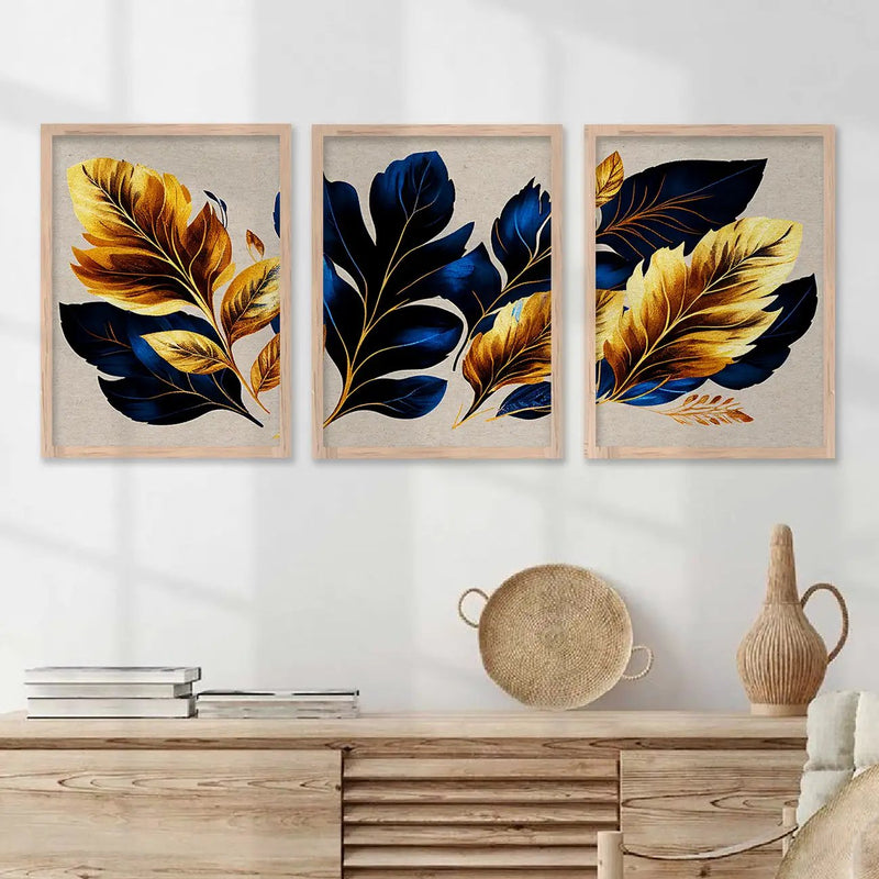 Nature Inspired Art Paintings for Living Room Bedroom - Leaf Painting Combo for Home and Office Wall Decor-Kotart