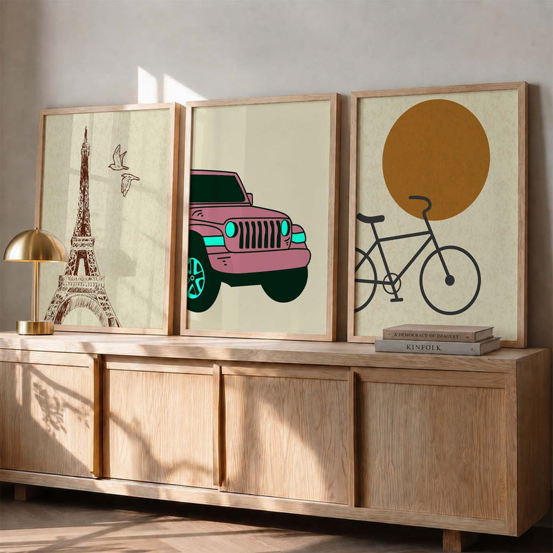 Vintage Travel Theme Framed Wall Posters with Frame