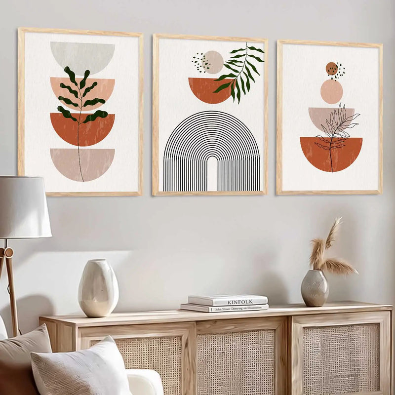 Boho Framed Wall Art Prints | Set of 3 | Home Decor