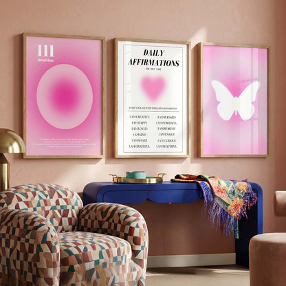 Minimalist Modern Motivational Quotes Wall Art Set of 3 Framed Prints for Living Room