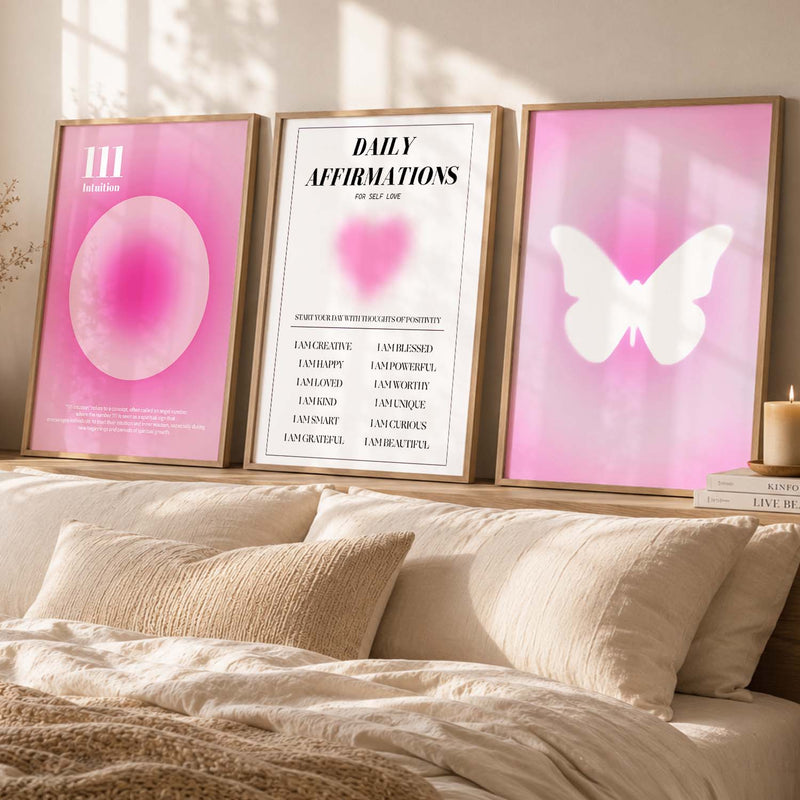 Minimalist Modern Motivational Quotes Wall Art Set of 3 Framed Prints for Living Room