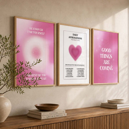 Modern Typography Motivational Quotes Wall Art Set of 3 Framed Prints for Living Room