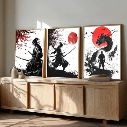 Japanese Samurai Wall Art Paintings for Living Room Bedroom