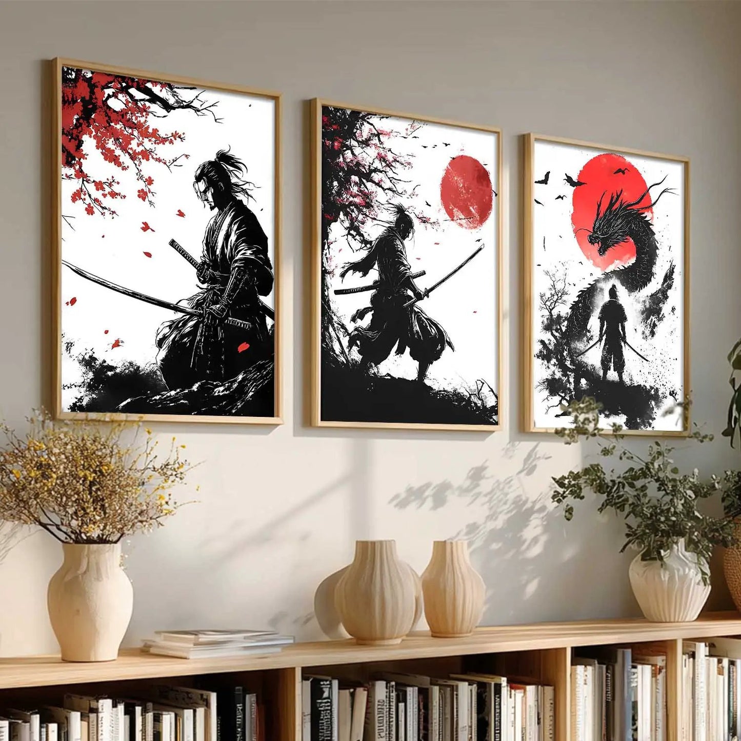 Japanese Samurai Wall Art Paintings for Living Room Bedroom