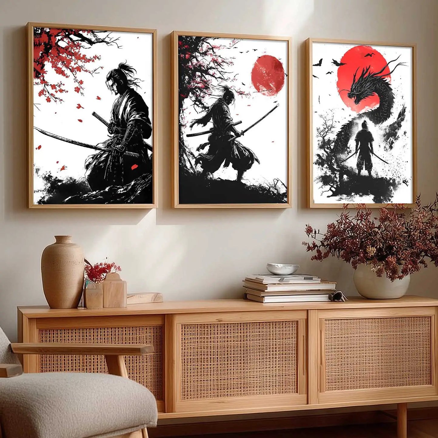 Japanese Samurai Wall Art Paintings for Living Room Bedroom