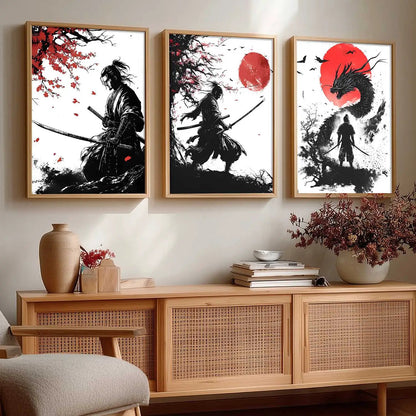 Japanese Samurai Wall Art Paintings for Living Room Bedroom