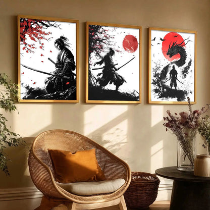 Japanese Samurai Wall Art Paintings for Living Room Bedroom