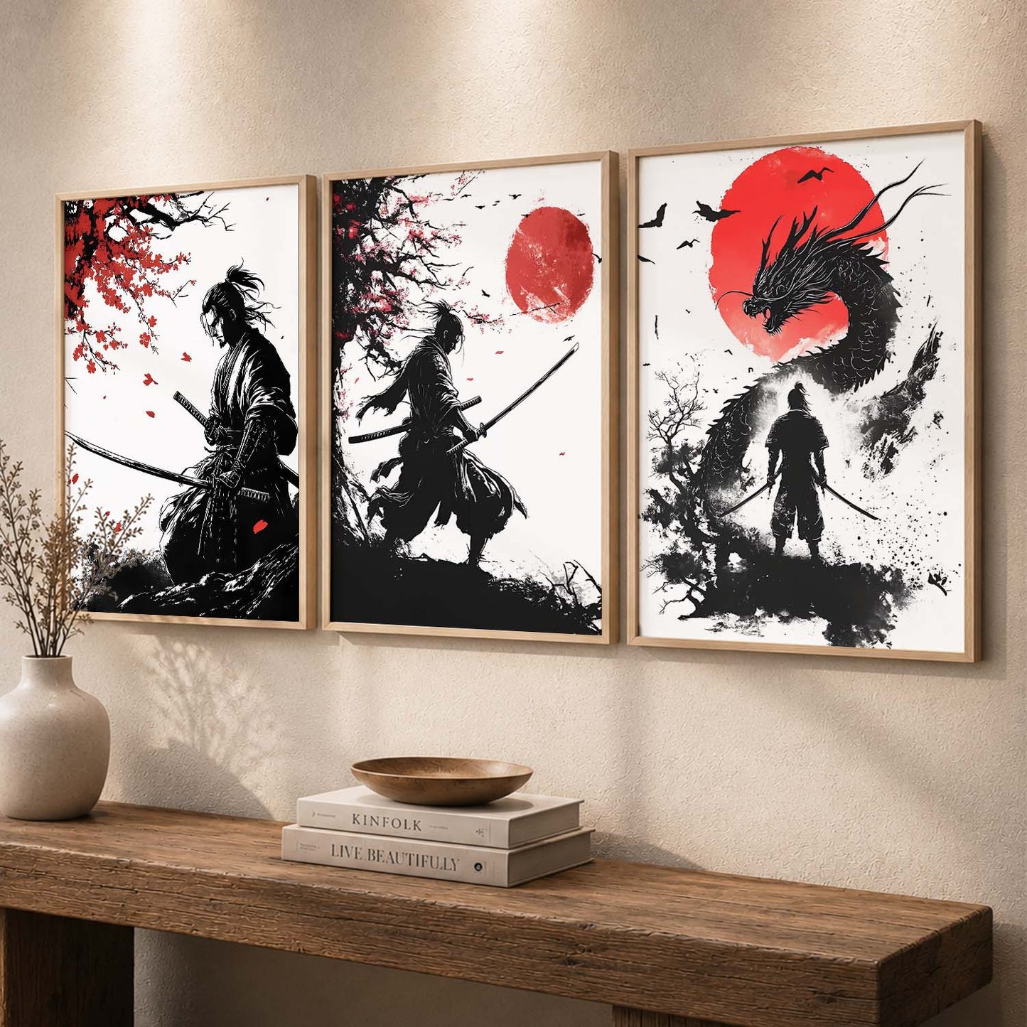 Japanese Samurai Wall Art Paintings for Living Room Bedroom