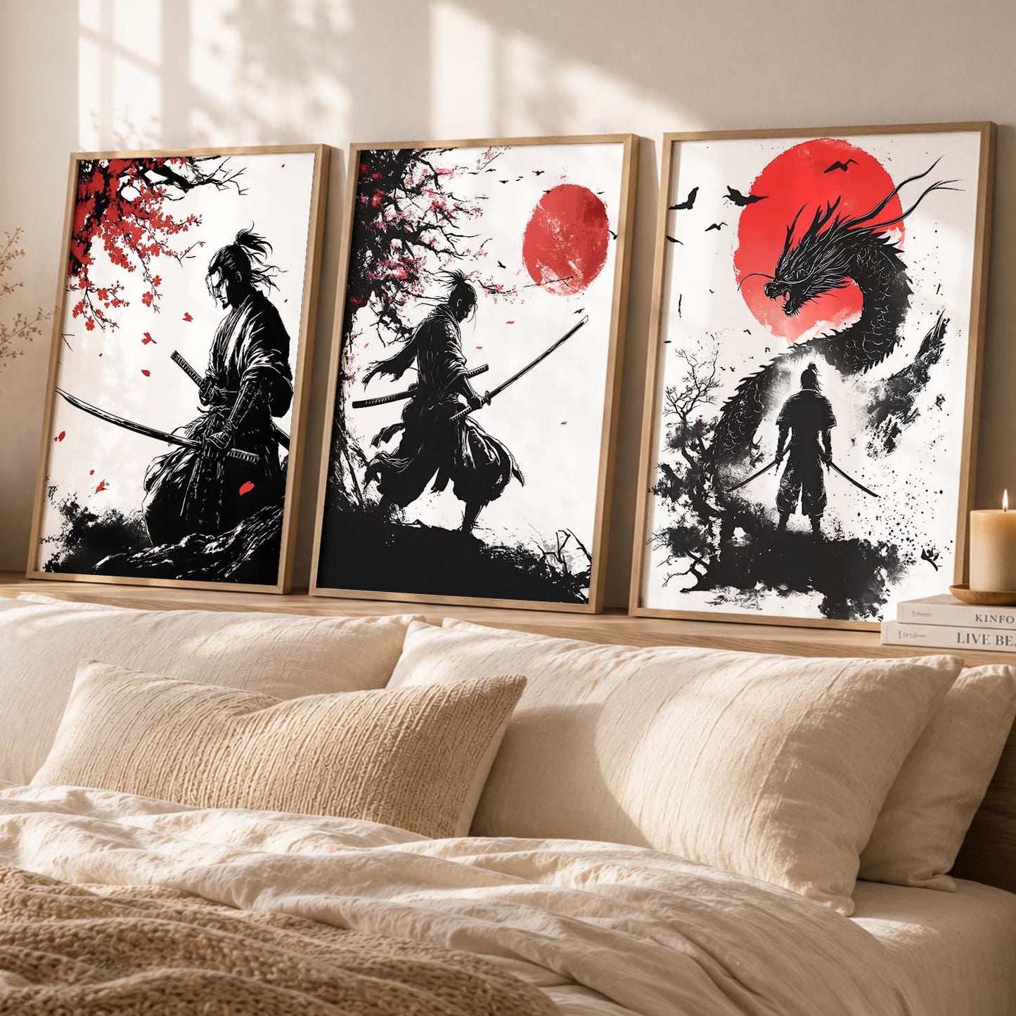 Japanese Samurai Wall Art Paintings for Living Room Bedroom