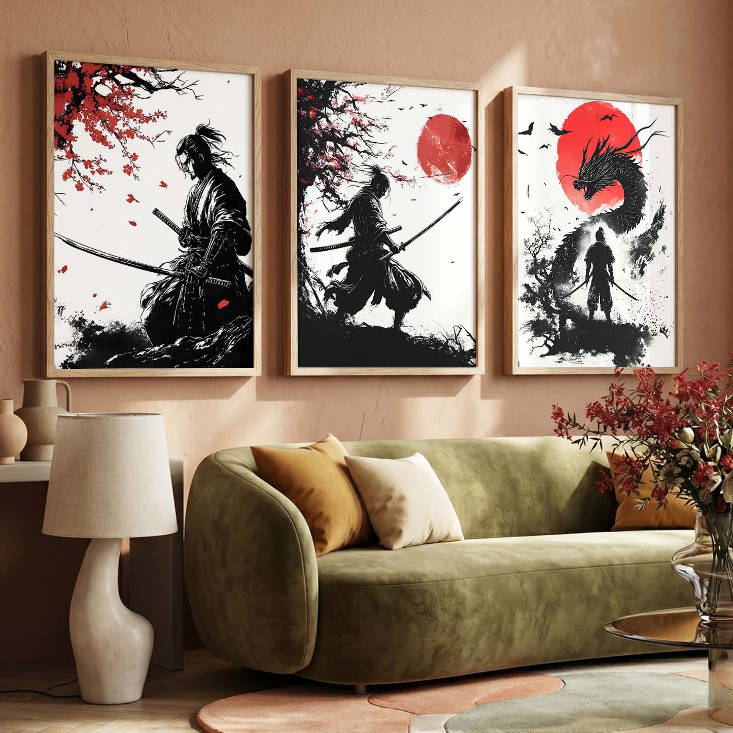 Japanese Samurai Wall Art Paintings for Living Room Bedroom
