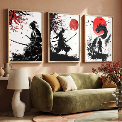 Japanese Samurai Wall Art Paintings for Living Room Bedroom