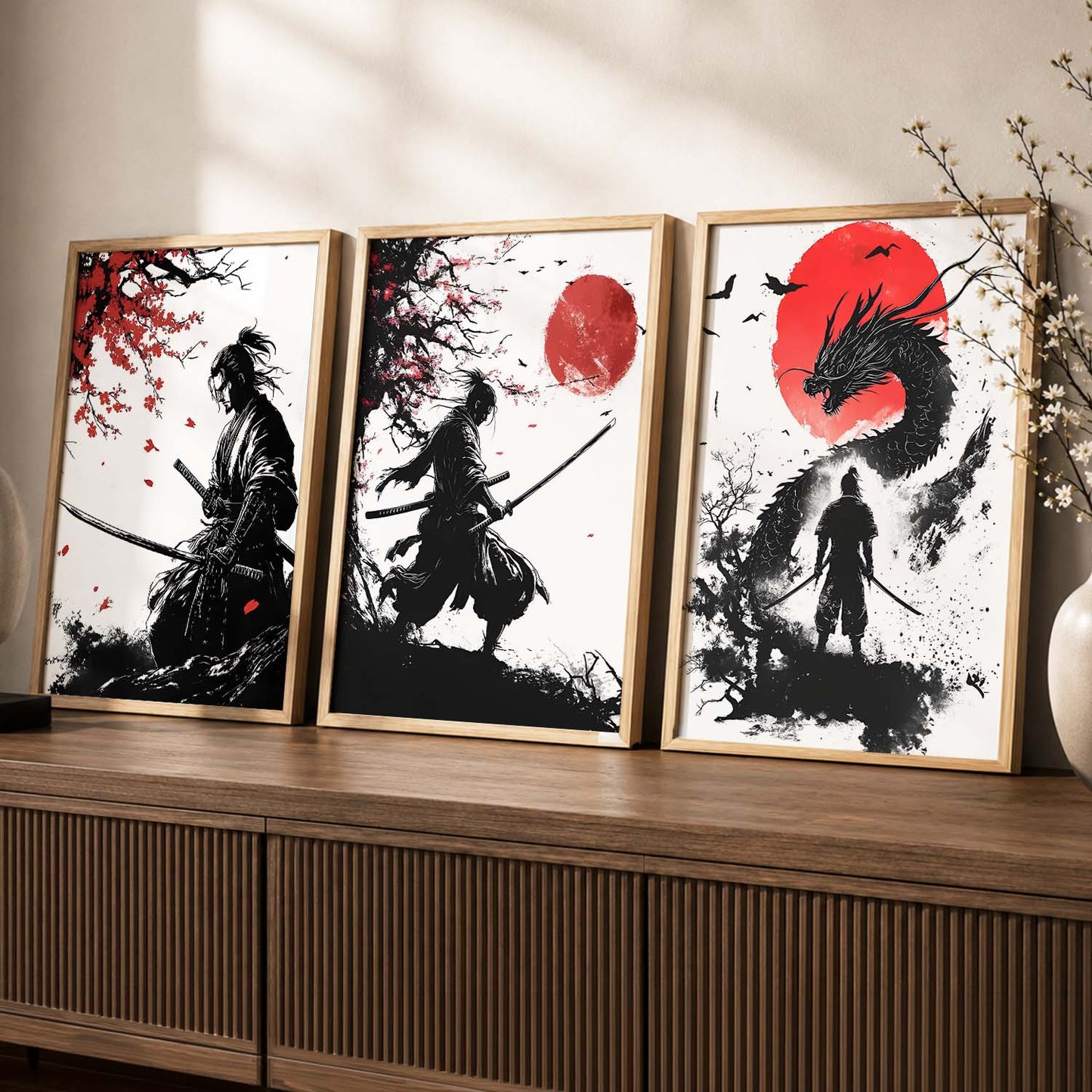 Japanese Samurai Wall Art Paintings for Living Room Bedroom