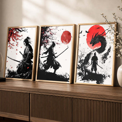 Japanese Samurai Wall Art Paintings for Living Room Bedroom