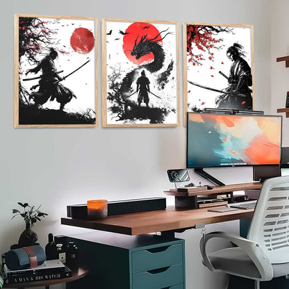 Japanese Samurai Wall Art Paintings for Living Room Bedroom