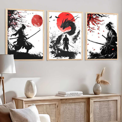 Japanese Samurai Wall Art Paintings for Living Room Bedroom