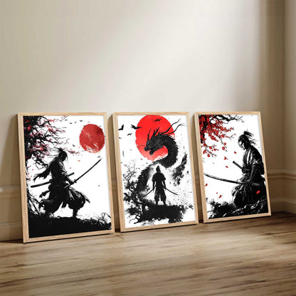 Japanese Samurai Wall Art Paintings for Living Room Bedroom