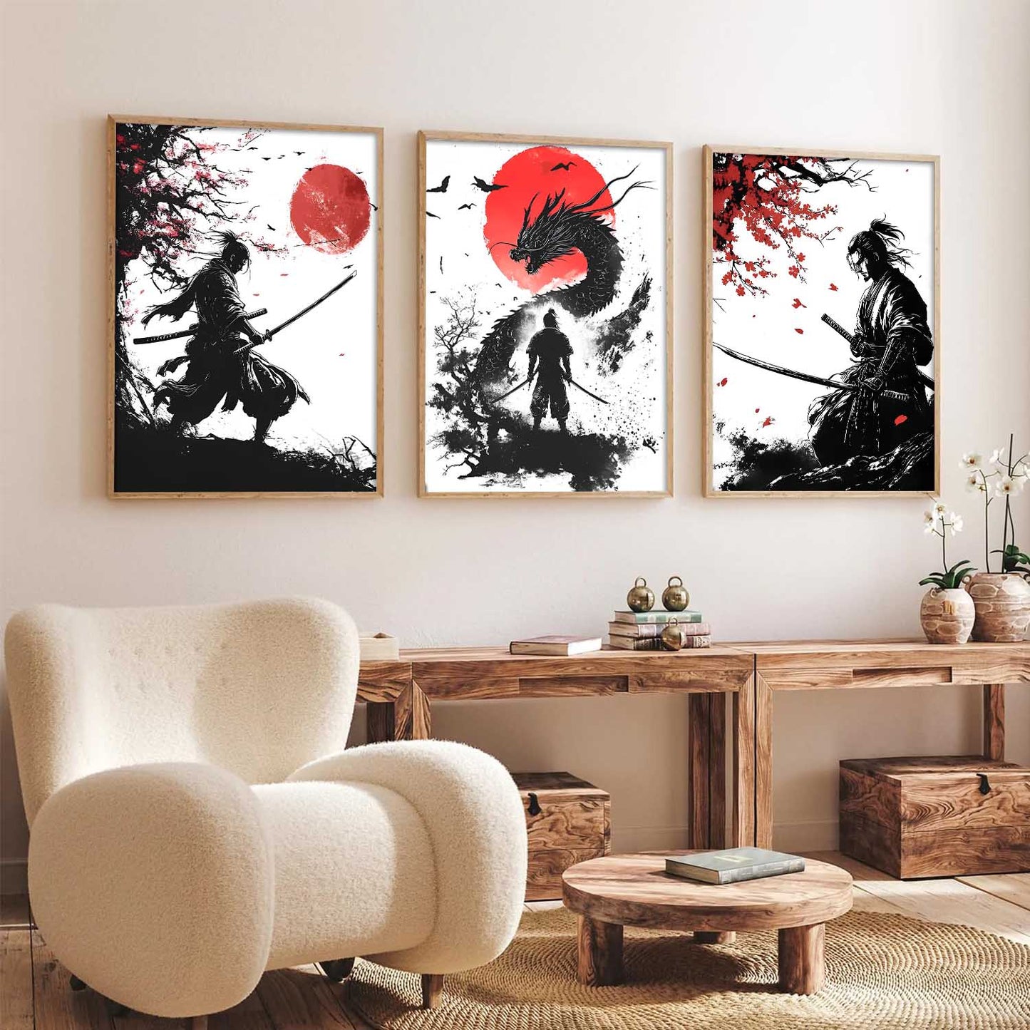 Japanese Samurai Wall Art Paintings for Living Room Bedroom