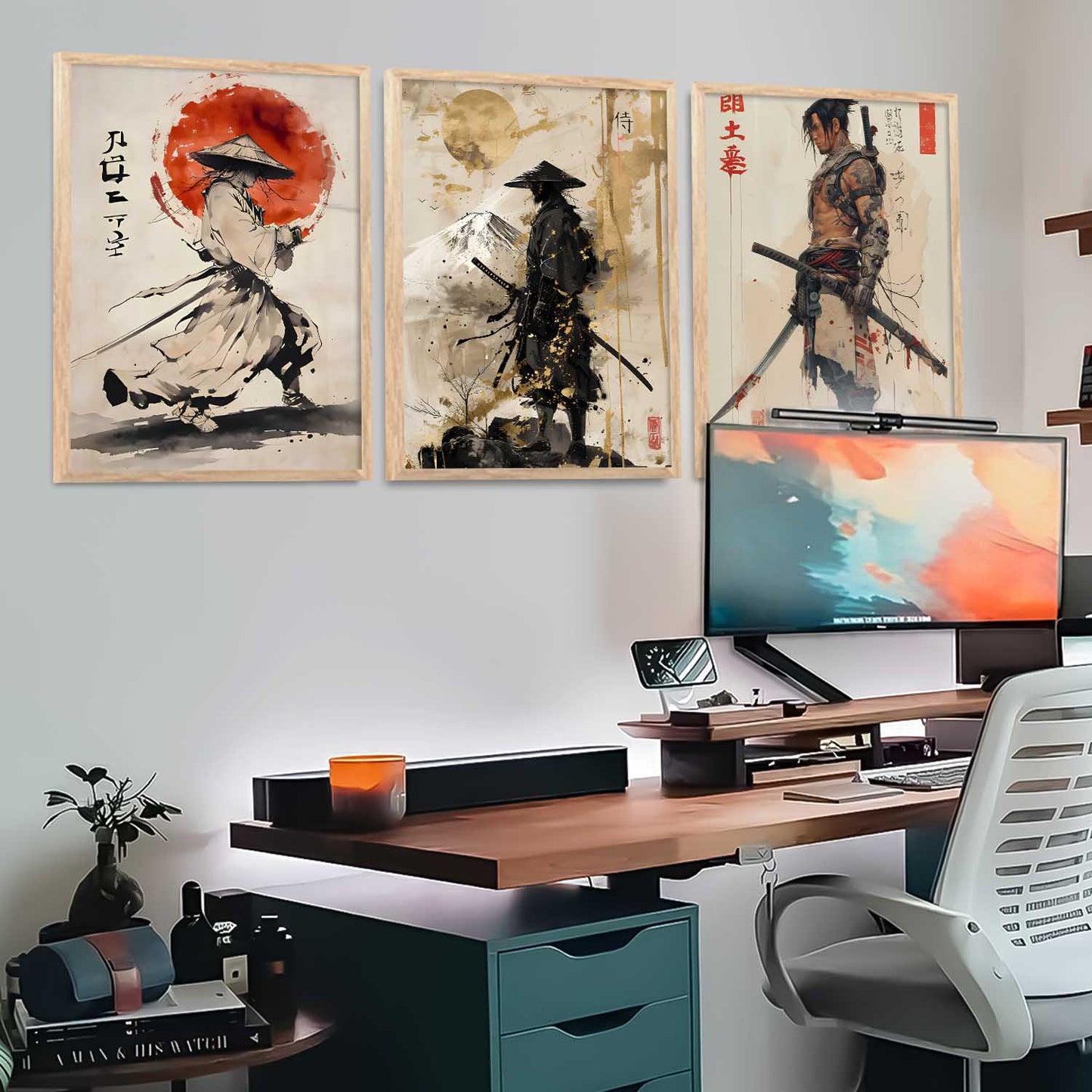 Samurai Japanese Wall Art Paintings for Living Room Bedroom