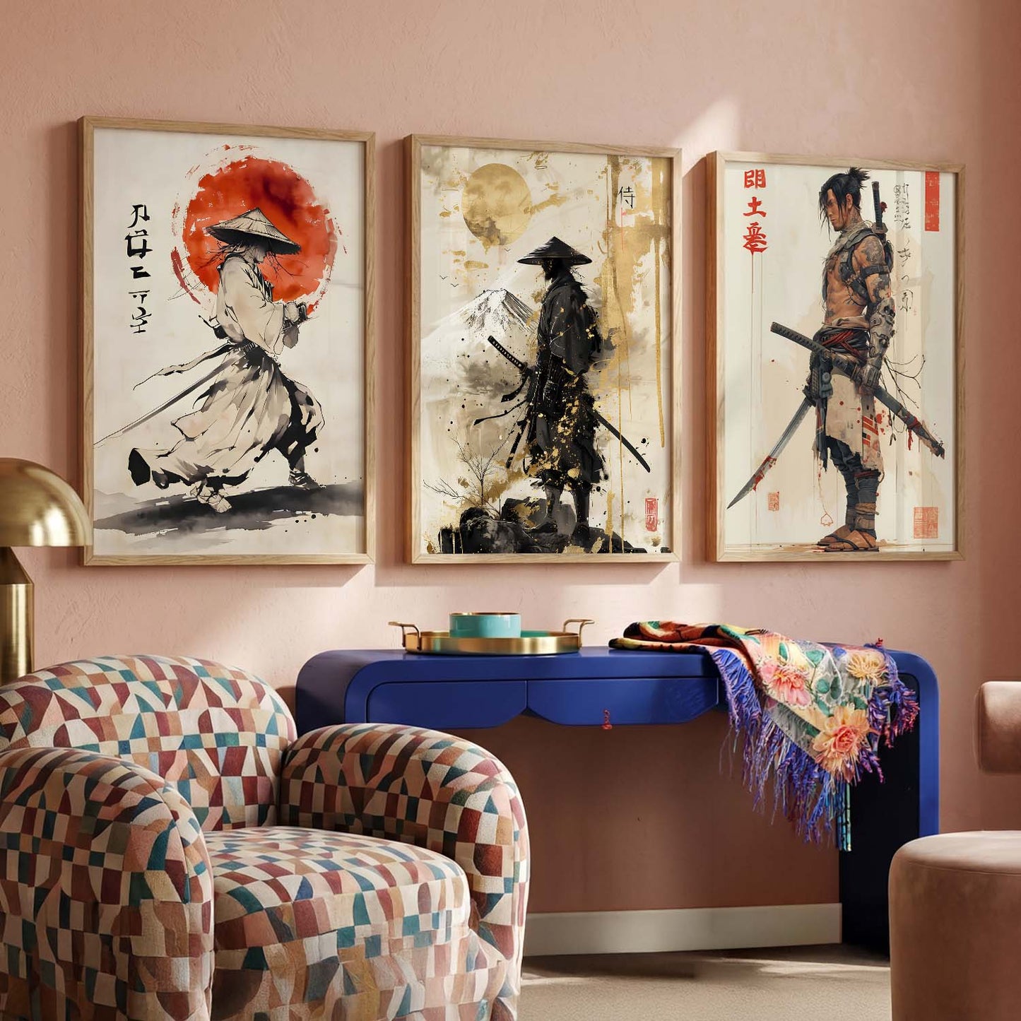 Samurai Japanese Wall Art Paintings for Living Room Bedroom