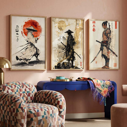 Samurai Japanese Wall Art Paintings for Living Room Bedroom