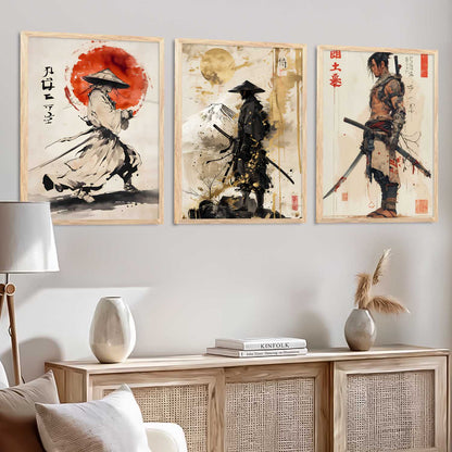 Samurai Japanese Wall Art Paintings for Living Room Bedroom