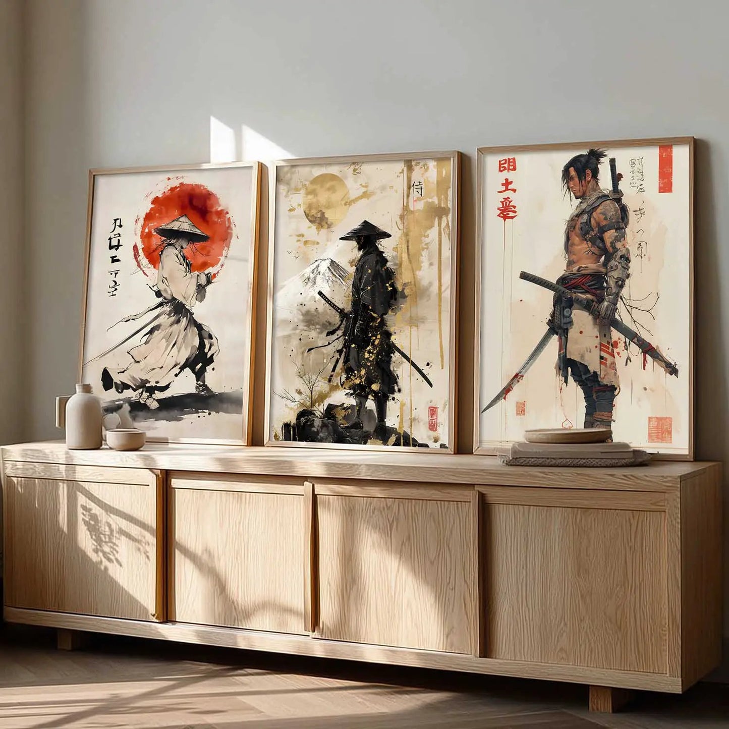 Samurai Japanese Wall Art Paintings for Living Room Bedroom