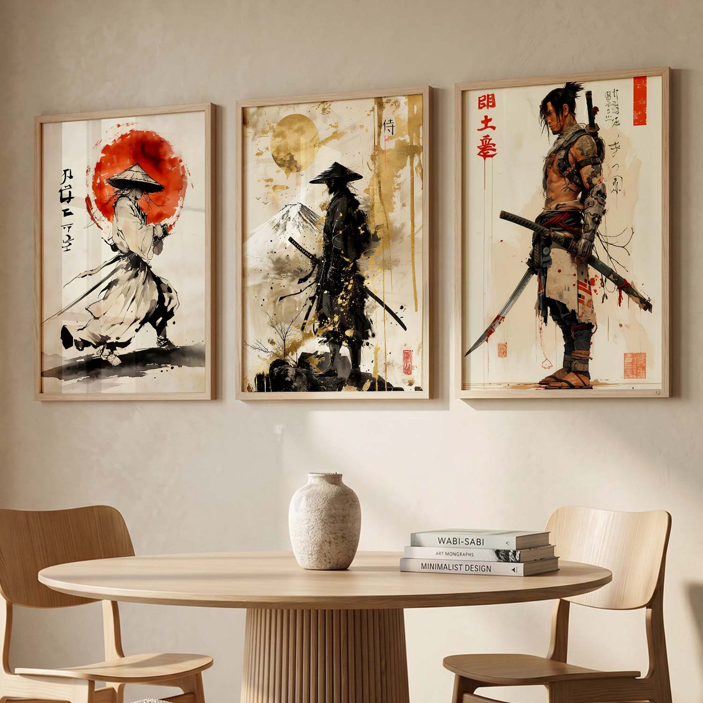 Samurai Japanese Wall Art Paintings for Living Room Bedroom