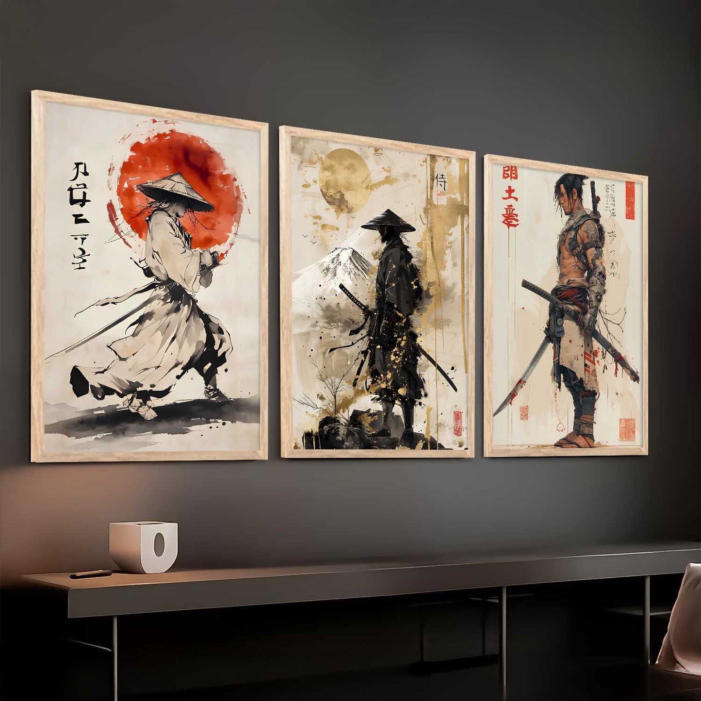 Samurai Japanese Wall Art Paintings for Living Room Bedroom