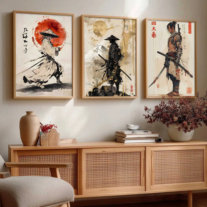 Samurai Japanese Wall Art Paintings for Living Room Bedroom
