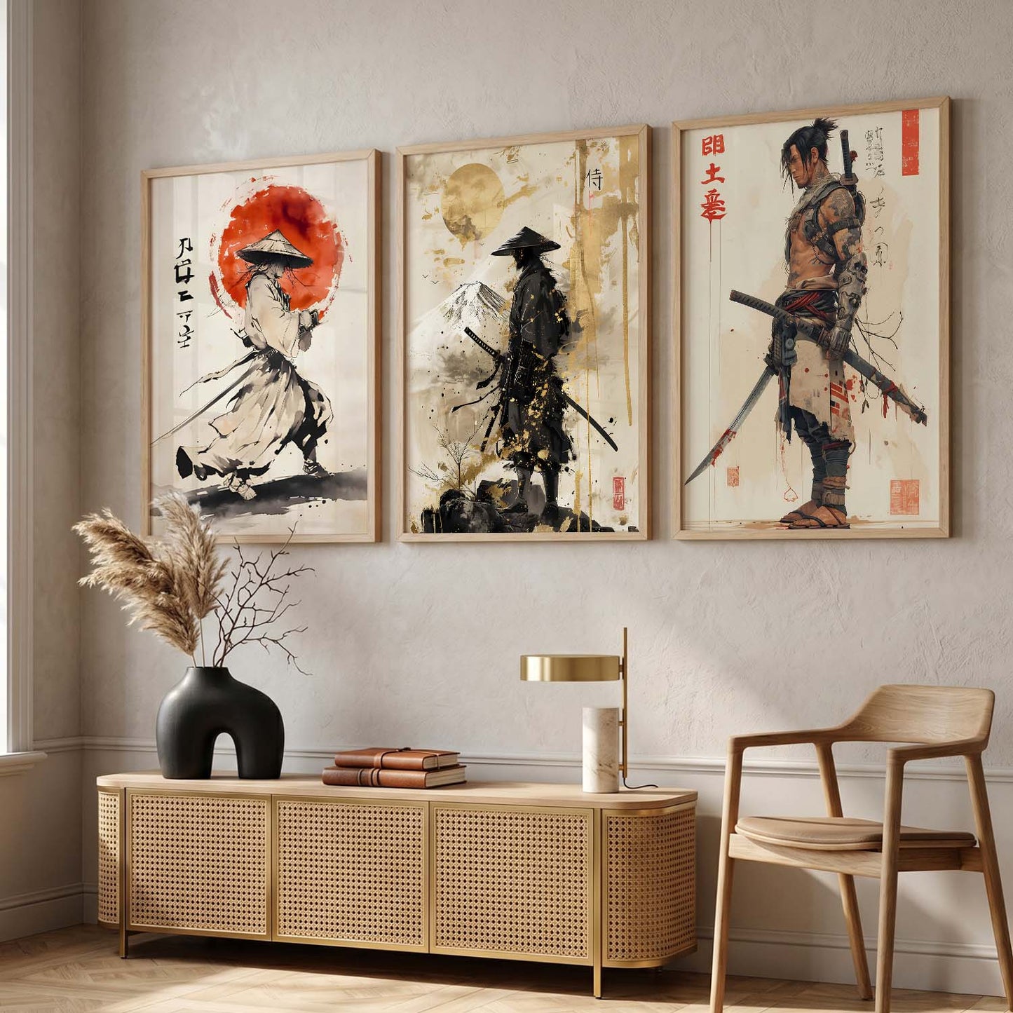 Samurai Japanese Wall Art Paintings for Living Room Bedroom