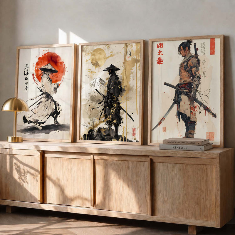 Samurai Japanese Wall Art Paintings for Living Room Bedroom