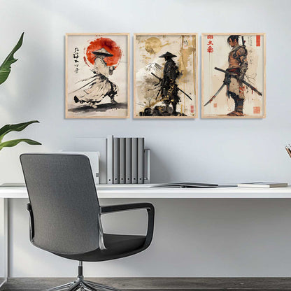 Samurai Japanese Wall Art Paintings for Living Room Bedroom