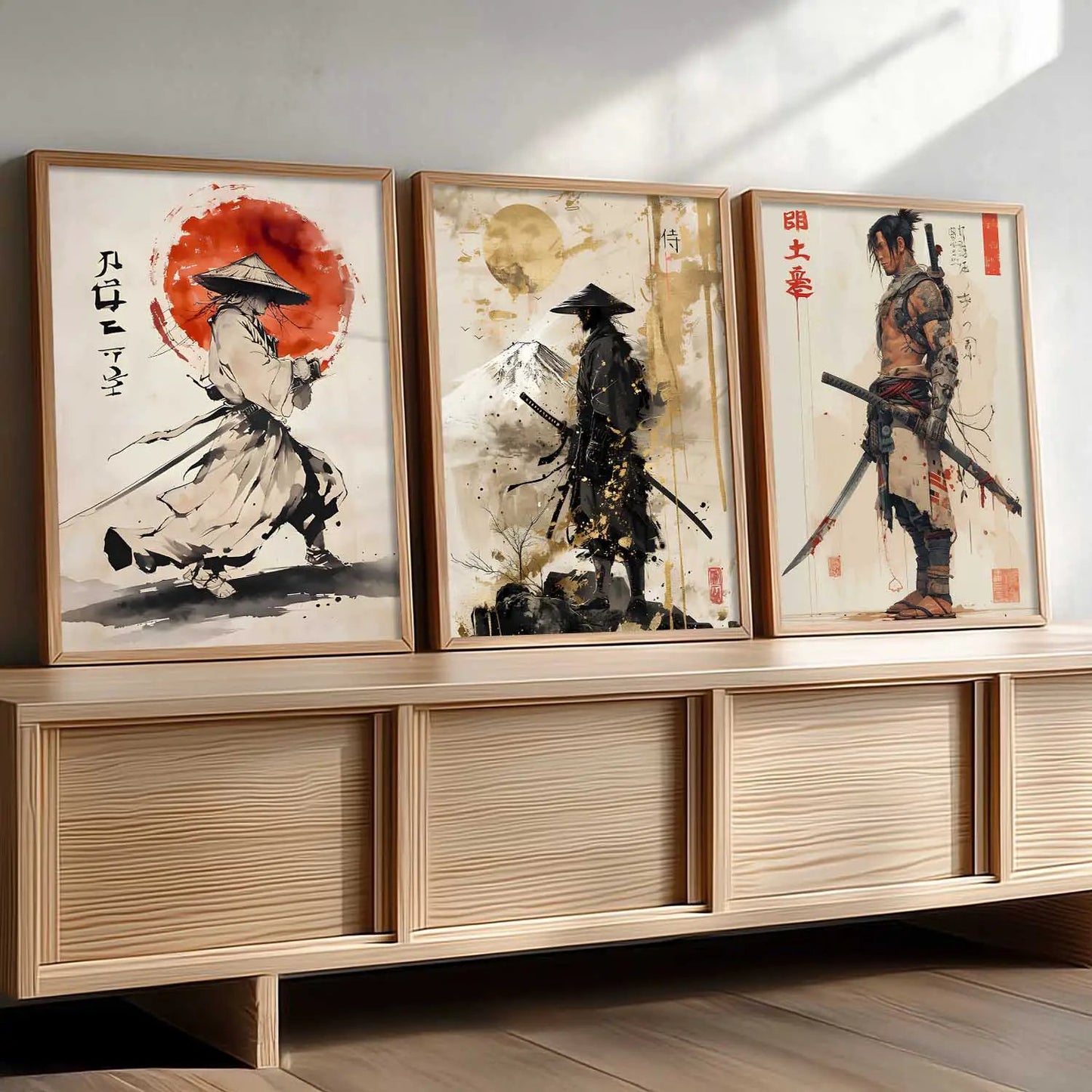 Samurai Japanese Wall Art Paintings for Living Room Bedroom