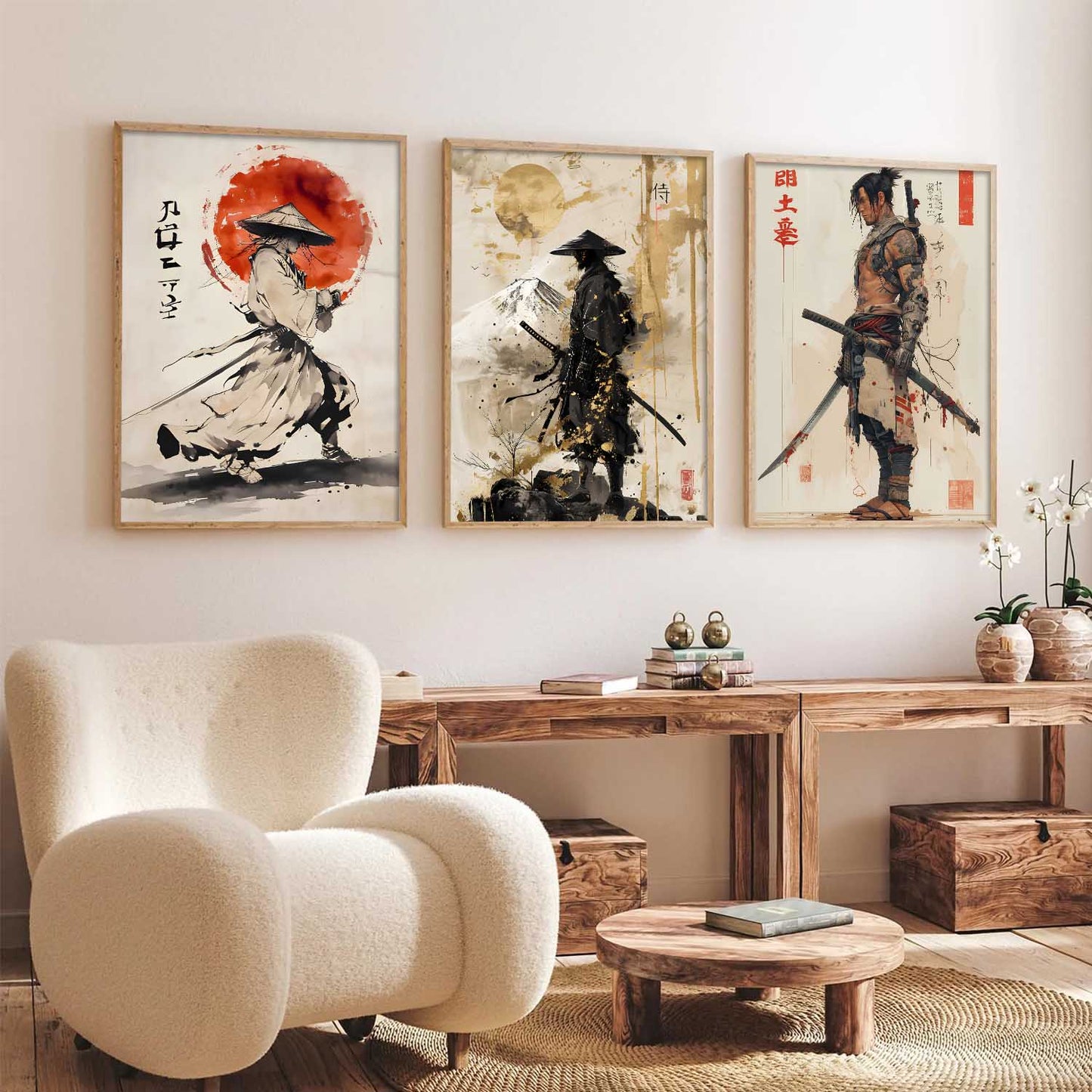 Samurai Japanese Wall Art Paintings for Living Room Bedroom