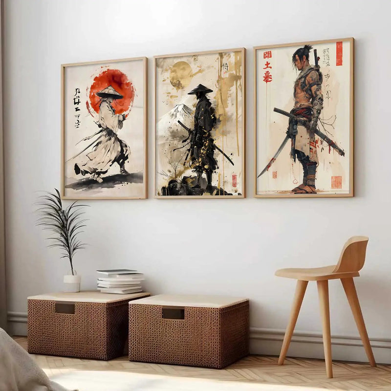 Samurai Japanese Wall Art Paintings for Living Room Bedroom