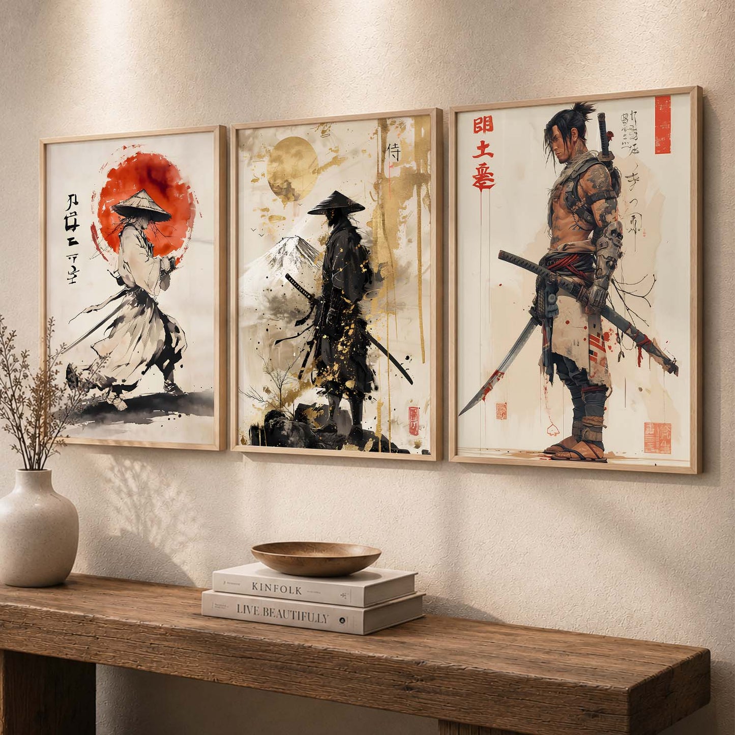 Samurai Japanese Wall Art Paintings for Living Room Bedroom