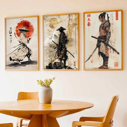 Samurai Japanese Wall Art Paintings for Living Room Bedroom