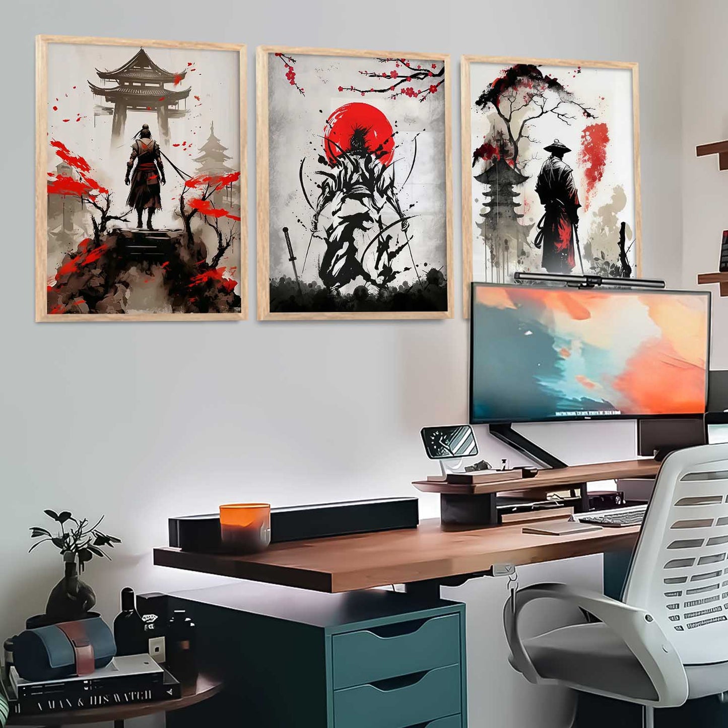 Japanese Samurai Wall Art Paintings for Living Room Bedroom