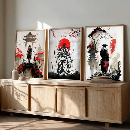 Japanese Samurai Wall Art Paintings for Living Room Bedroom