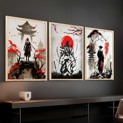 Japanese Samurai Wall Art Paintings for Living Room Bedroom