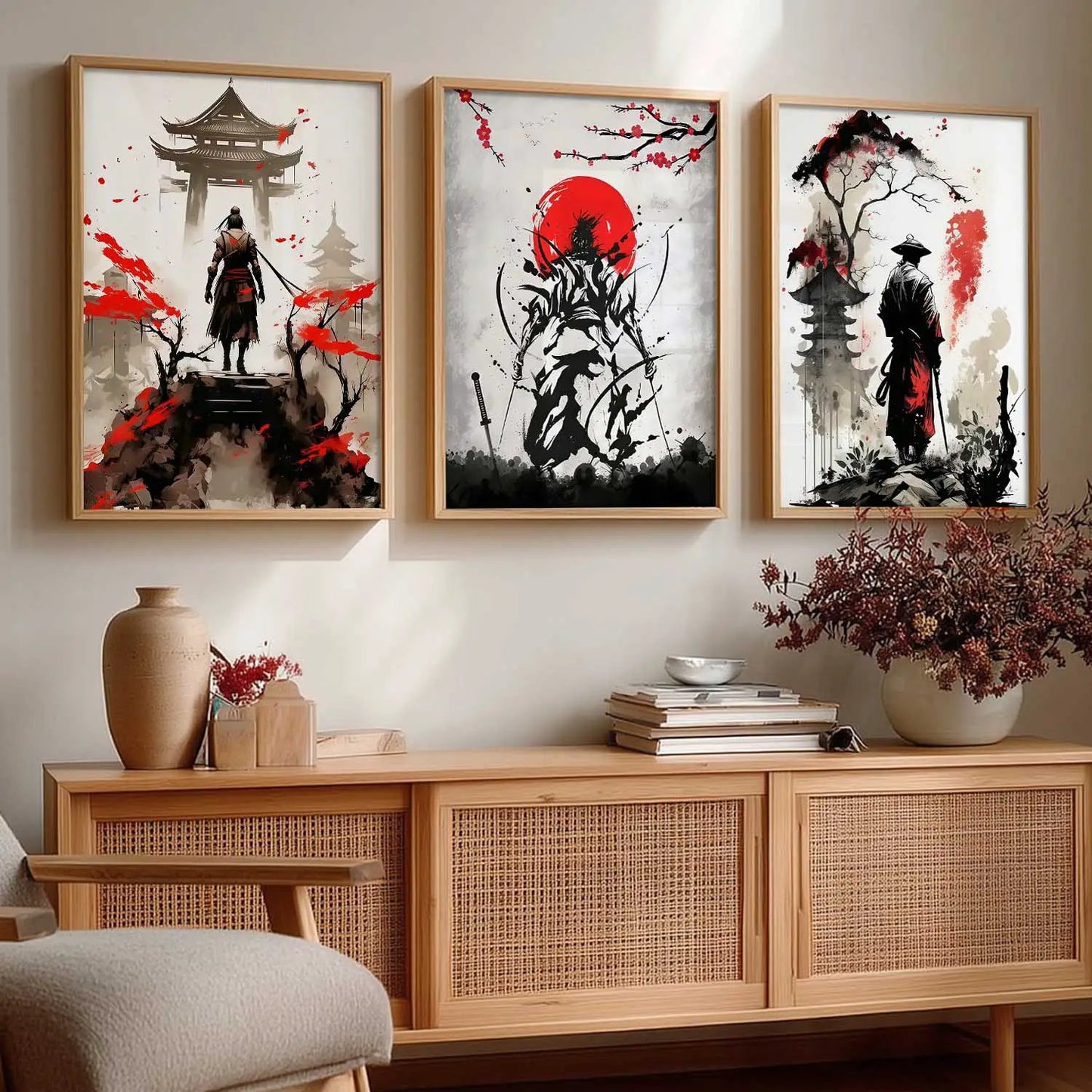 Japanese Samurai Wall Art Paintings for Living Room Bedroom